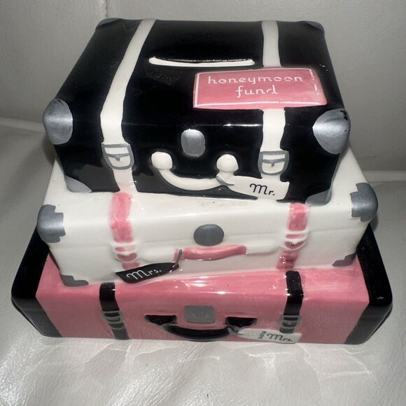 Hallmark HONEYMOON FUND COIN BANK Luggage Bags Tavel Mr. Mrs. - Picture 1 of 7